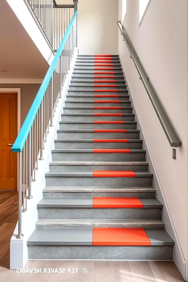 Bold Color Accented Staircase