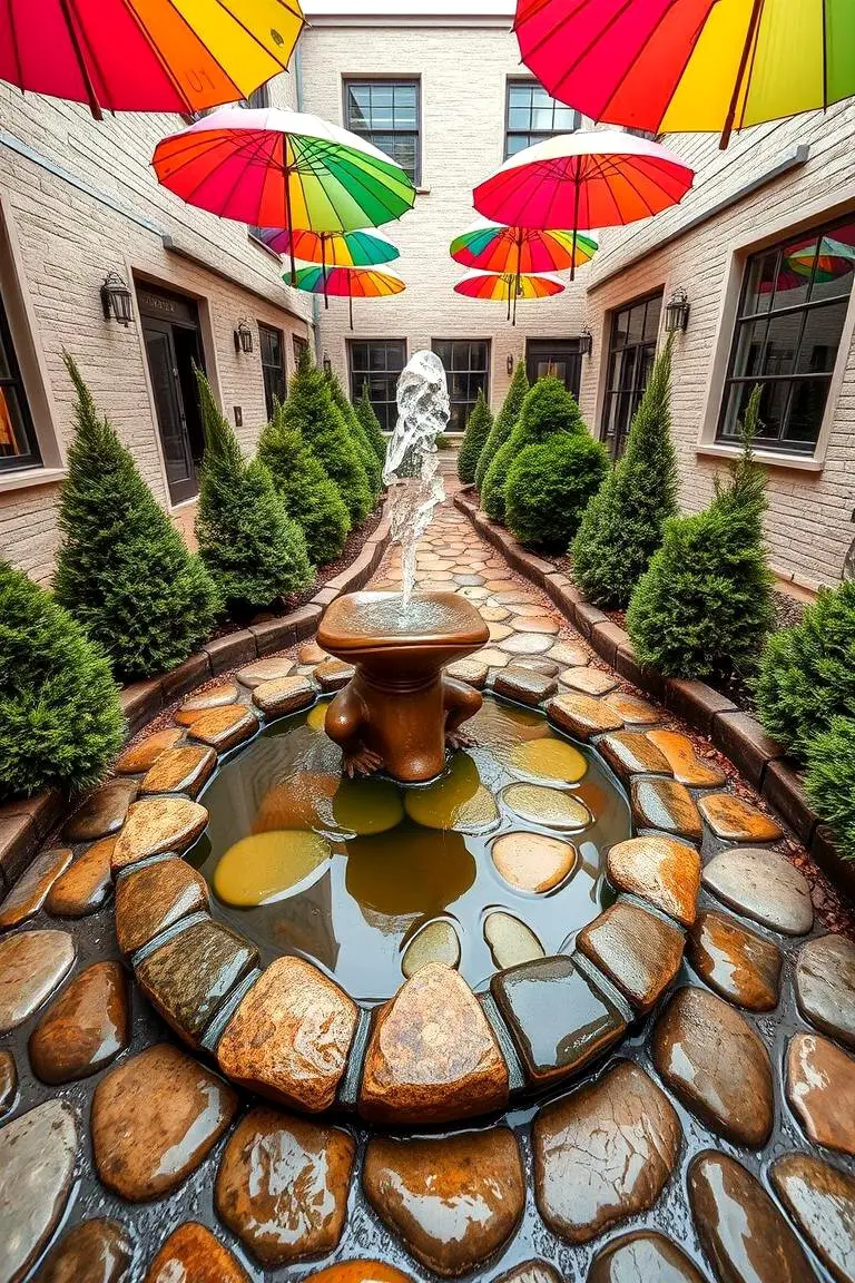 Whimsical Fountain Courtyard