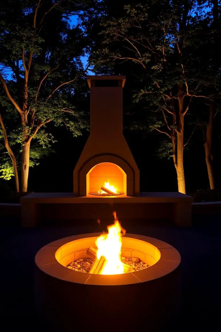 Fire Pit with Built-In Chiminea Feature