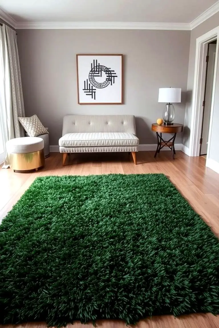 Bold Dark Green Floor Rug