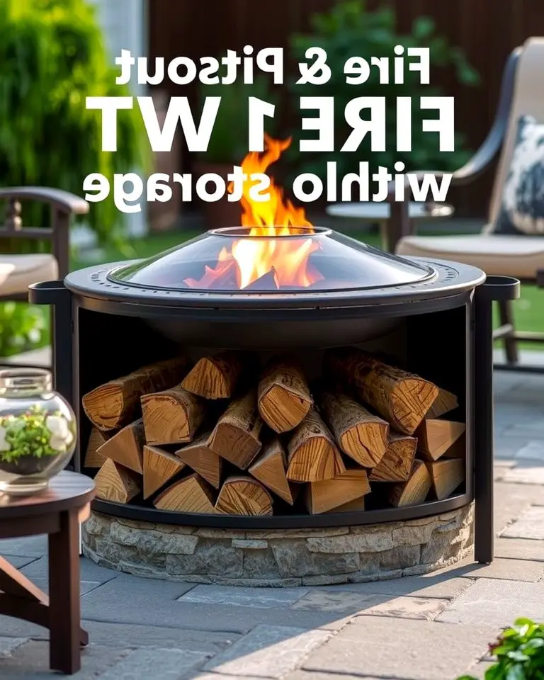 Fire Pit with Built-In Log Storage