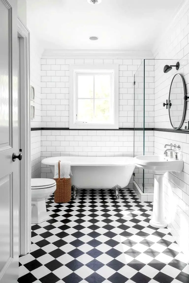 Timeless Black and Blue Checkerboard Flooring