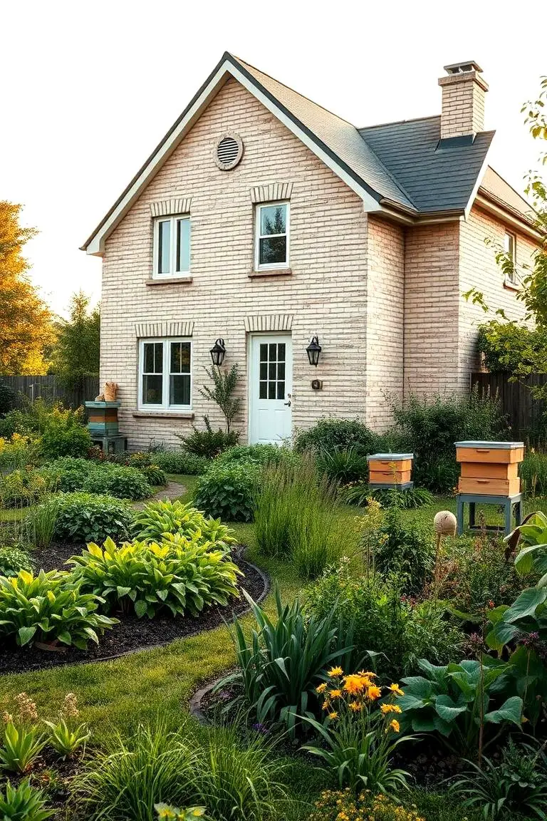 Beige Brick with Sustainable Landscaping