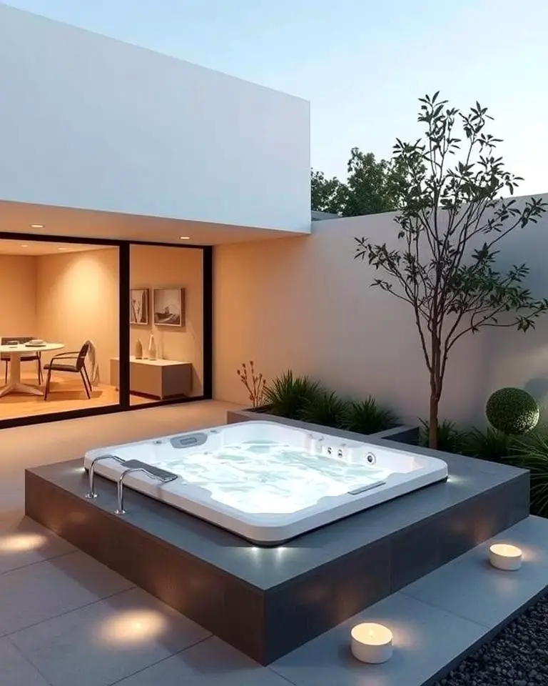 Modern Minimalist Sunken Hot Tub