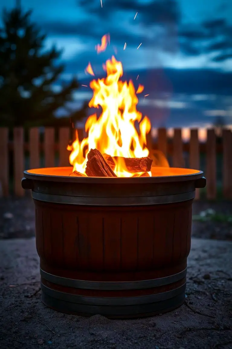 Metal Barrel Rustic Fire Pit