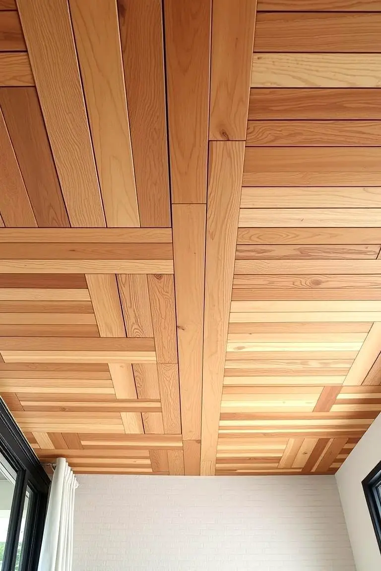 Layered Texture Wood Slat Ceiling