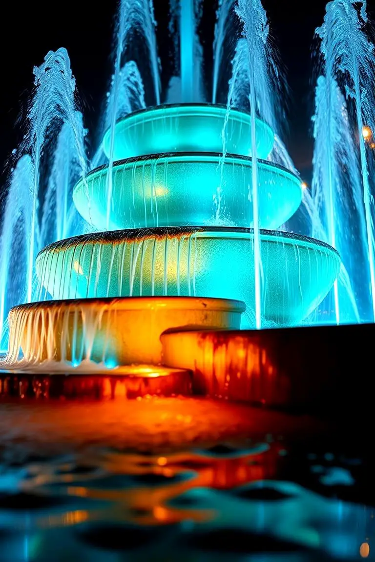 LED-Illuminated Water Feature