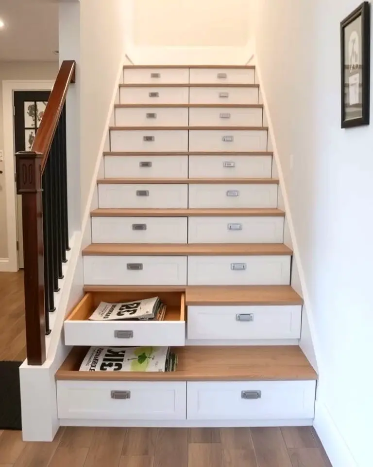 Staircase with Built-In Storage