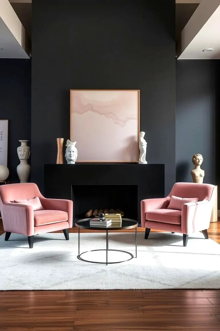 Charcoal and Blush Pink