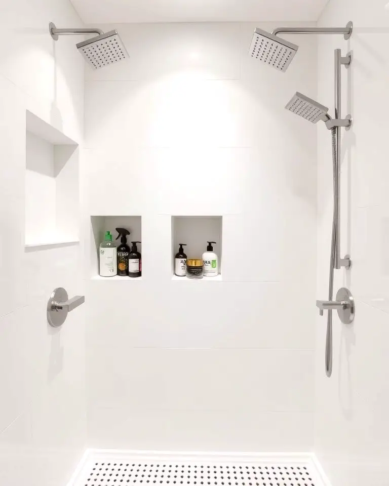 Double Shower with Built-In Storage Niches