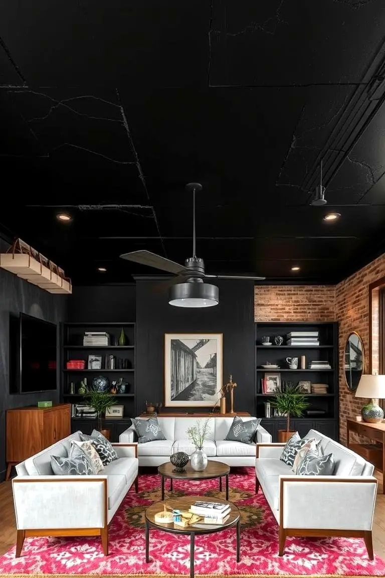 Fusion Style Black Ceiling Design