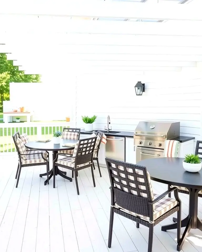 White Deck with Outdoor Kitchen