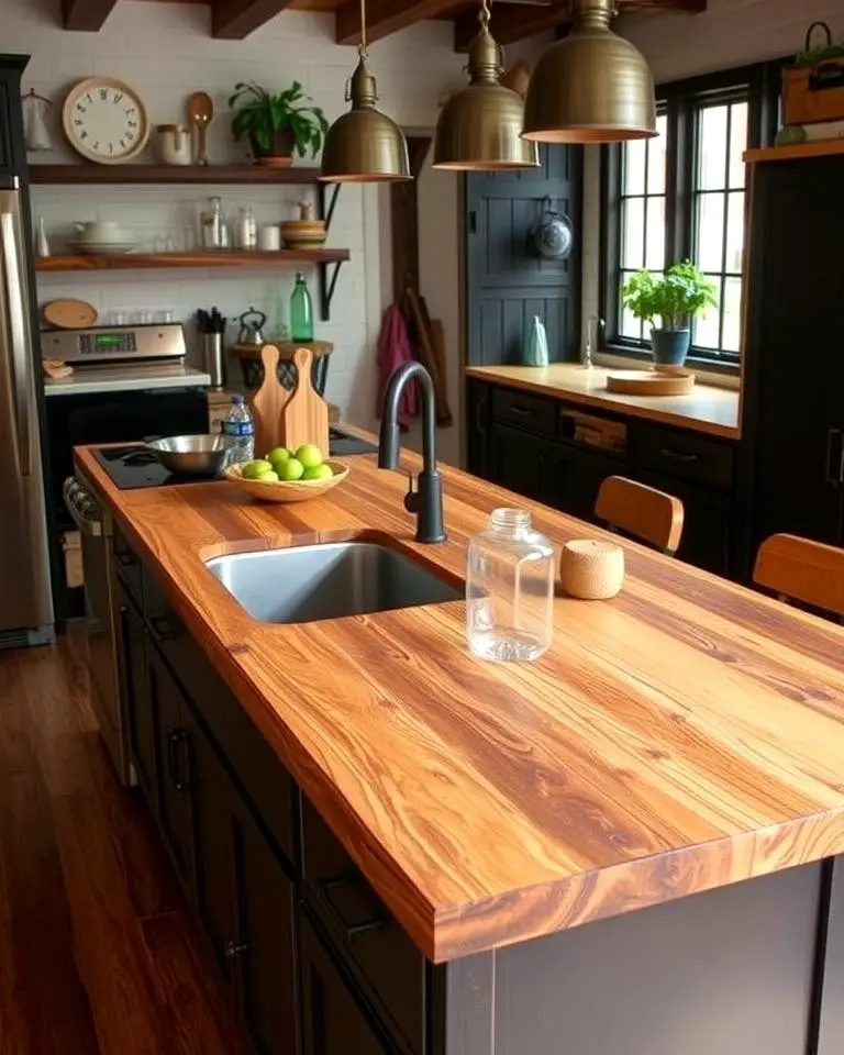 Rustic Charm with Reclaimed Wood Countertops