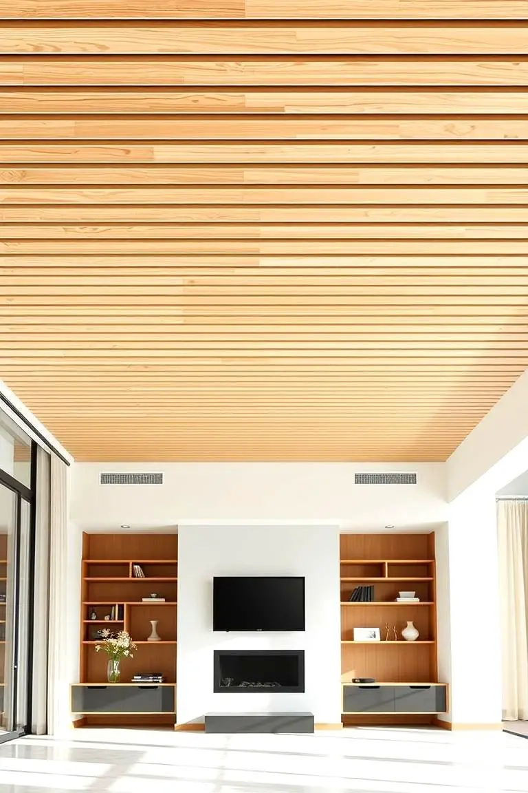 Modern Minimalist Wood Slat Ceiling