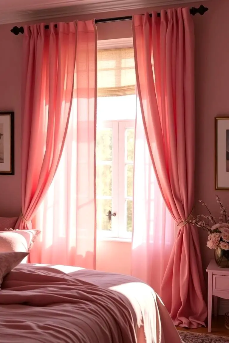 Chic Window Treatments in Pink