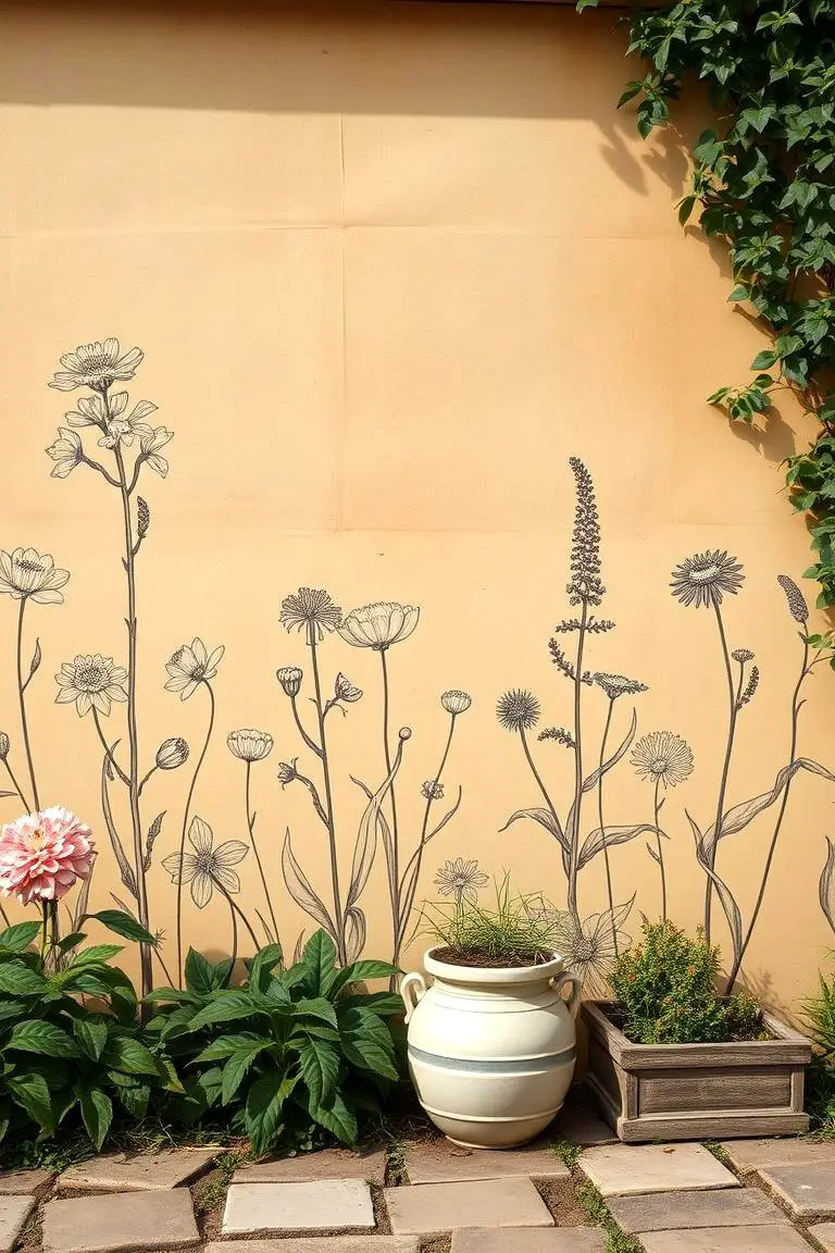 Vintage Botanical Sketches Mural