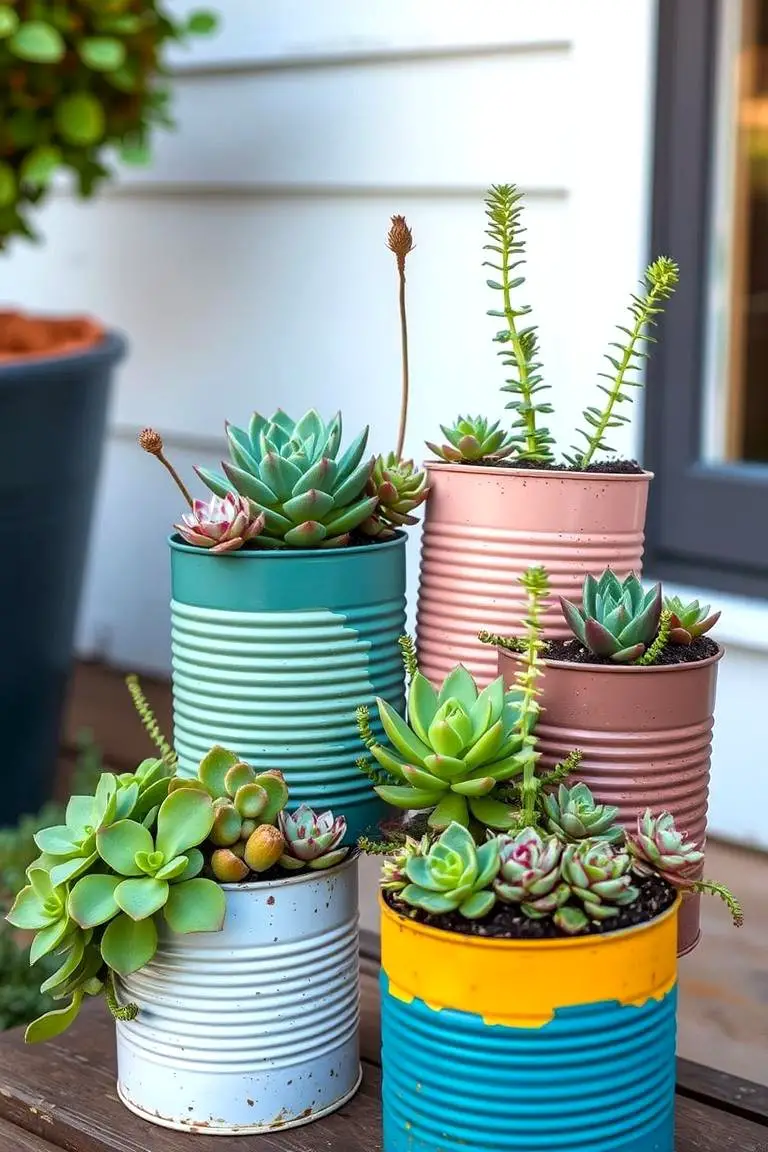 Vintage Tin Can Succulent Arrangement
