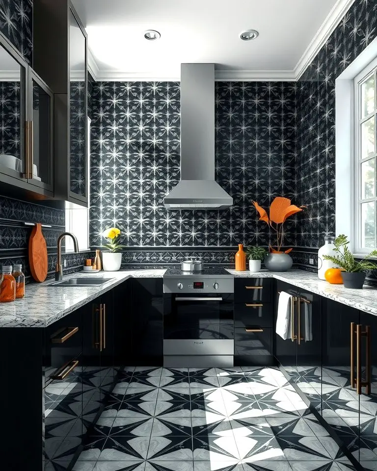 Patterned Black Tiles