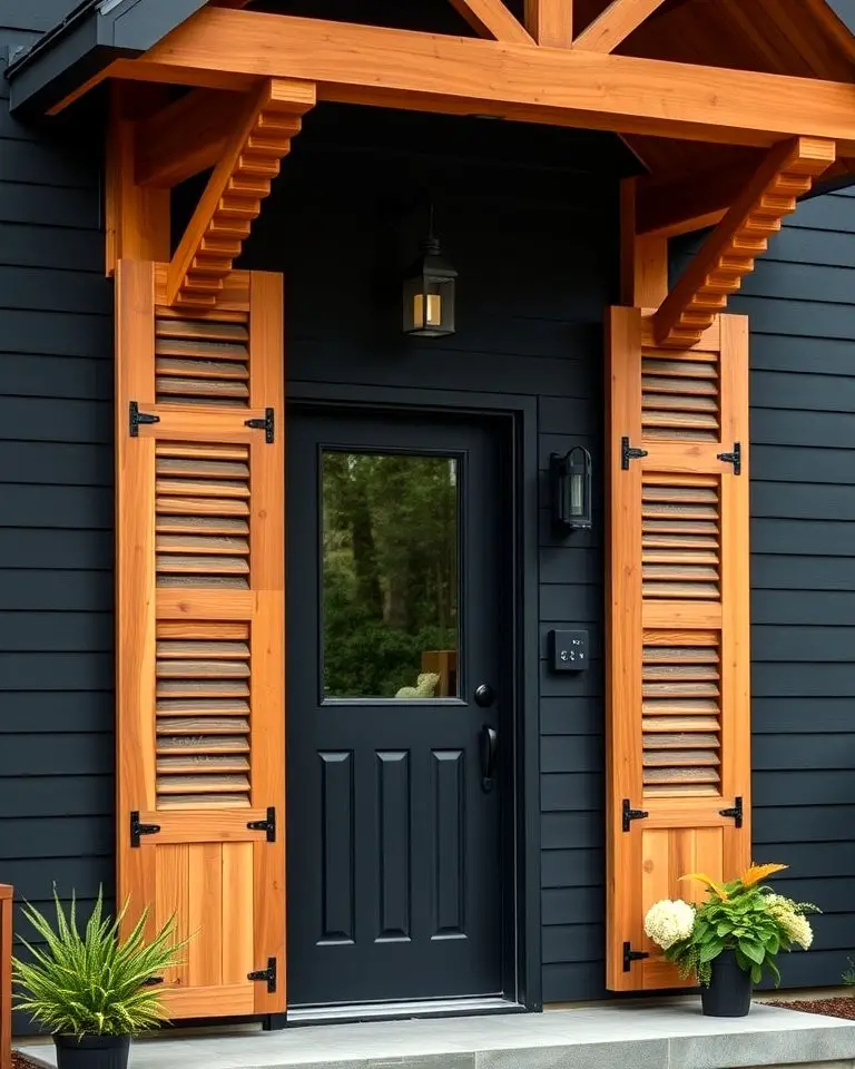 Black Exterior with Warm Wood Accents