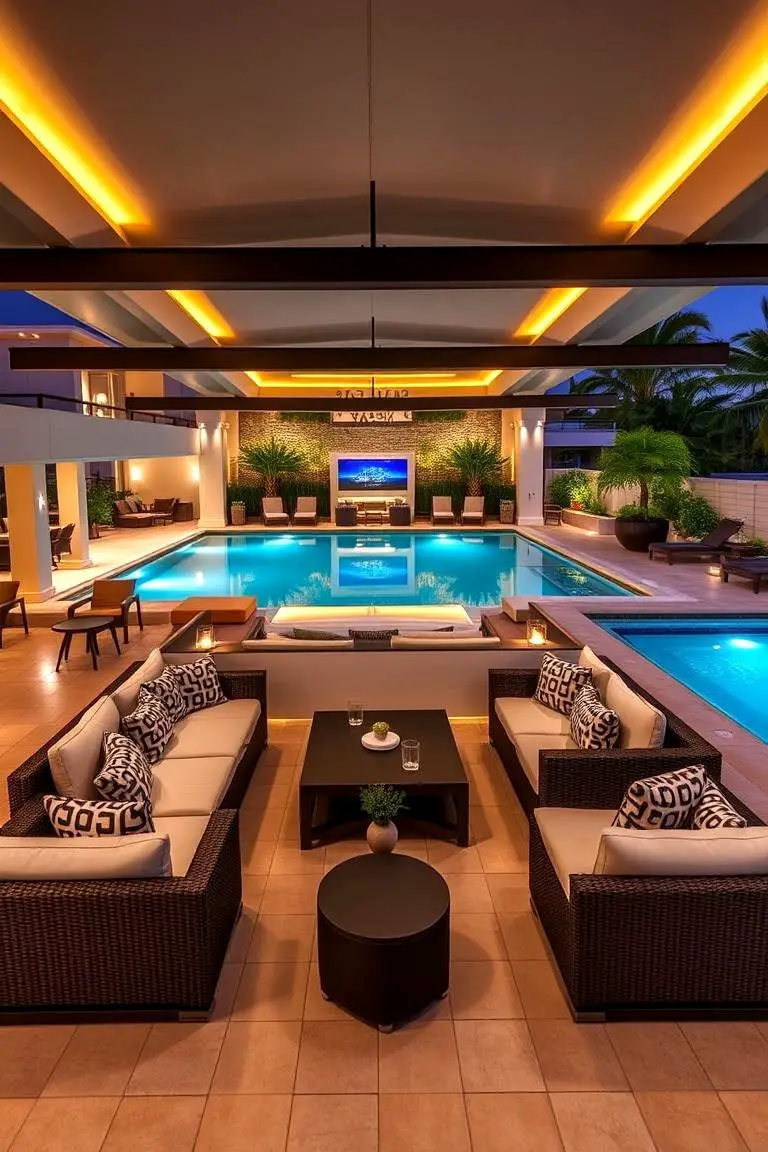 Entertainment-Ready Poolside Lounge