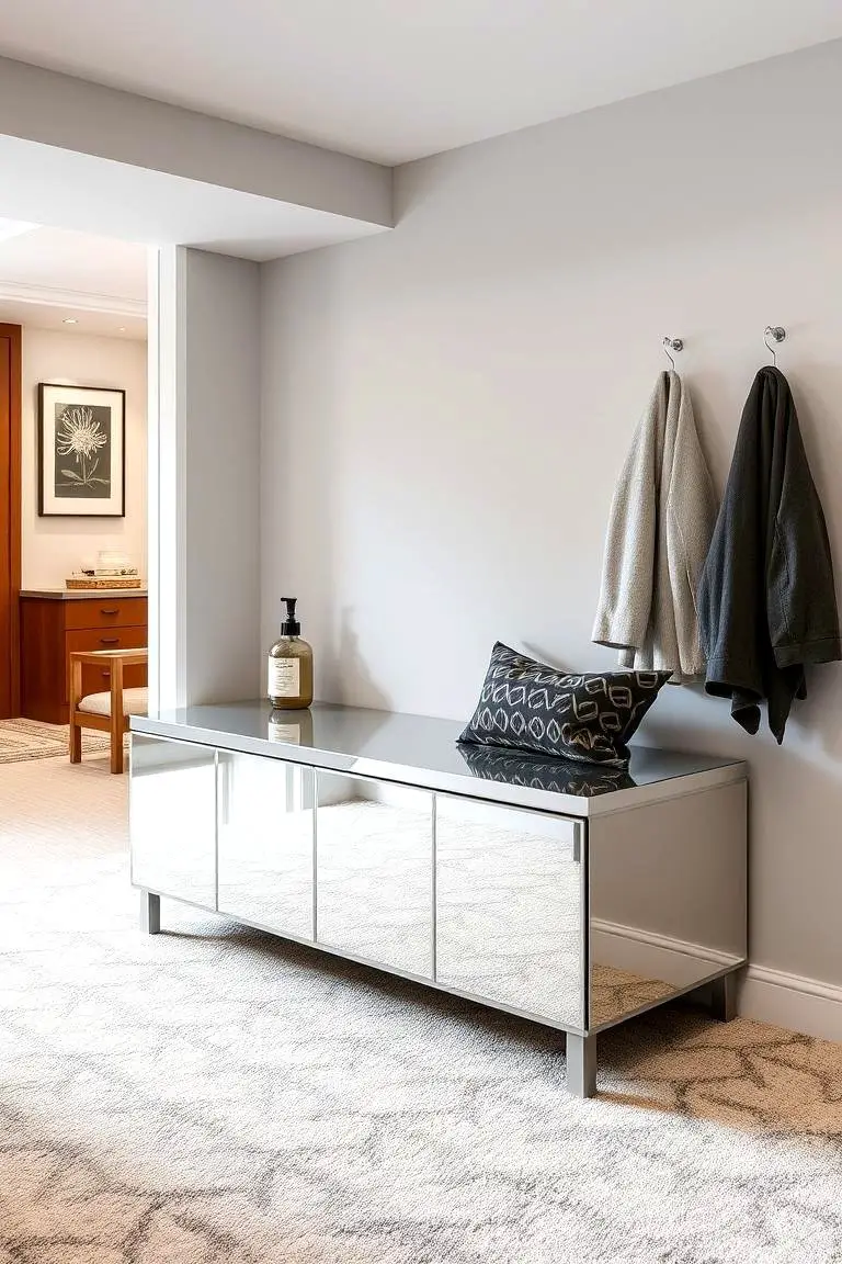 Mirrored Storage Bench