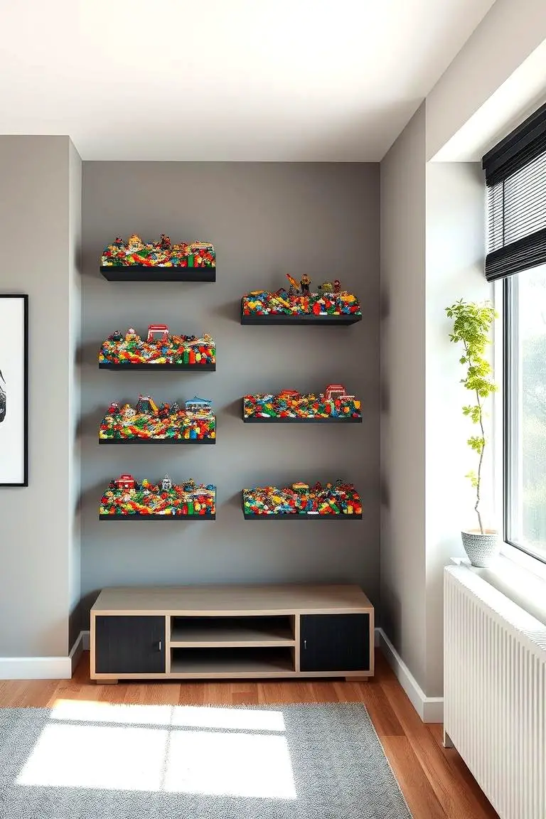 Wall-mounted Lego Shelves