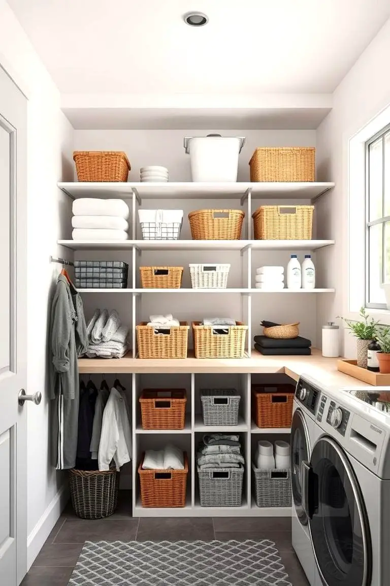 Multi-tiered Laundry Storage Shelves