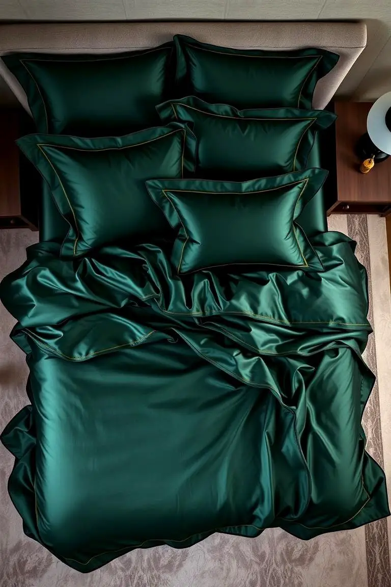 Luxurious Dark Green Bedding Ensemble