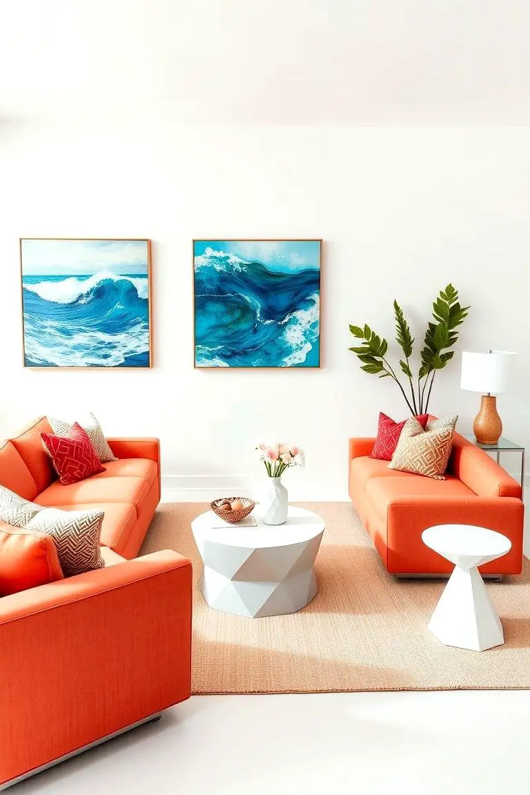 Coral Hues and Contemporary Touches