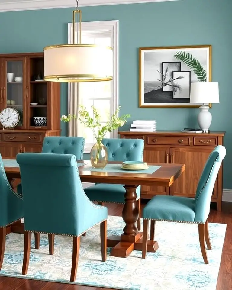 Teal Upholstered Dining Chairs