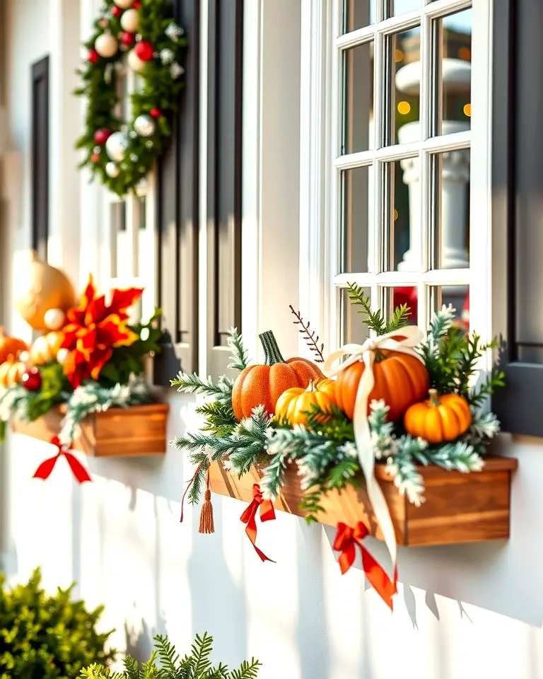 Window Boxes with Seasonal Decorations