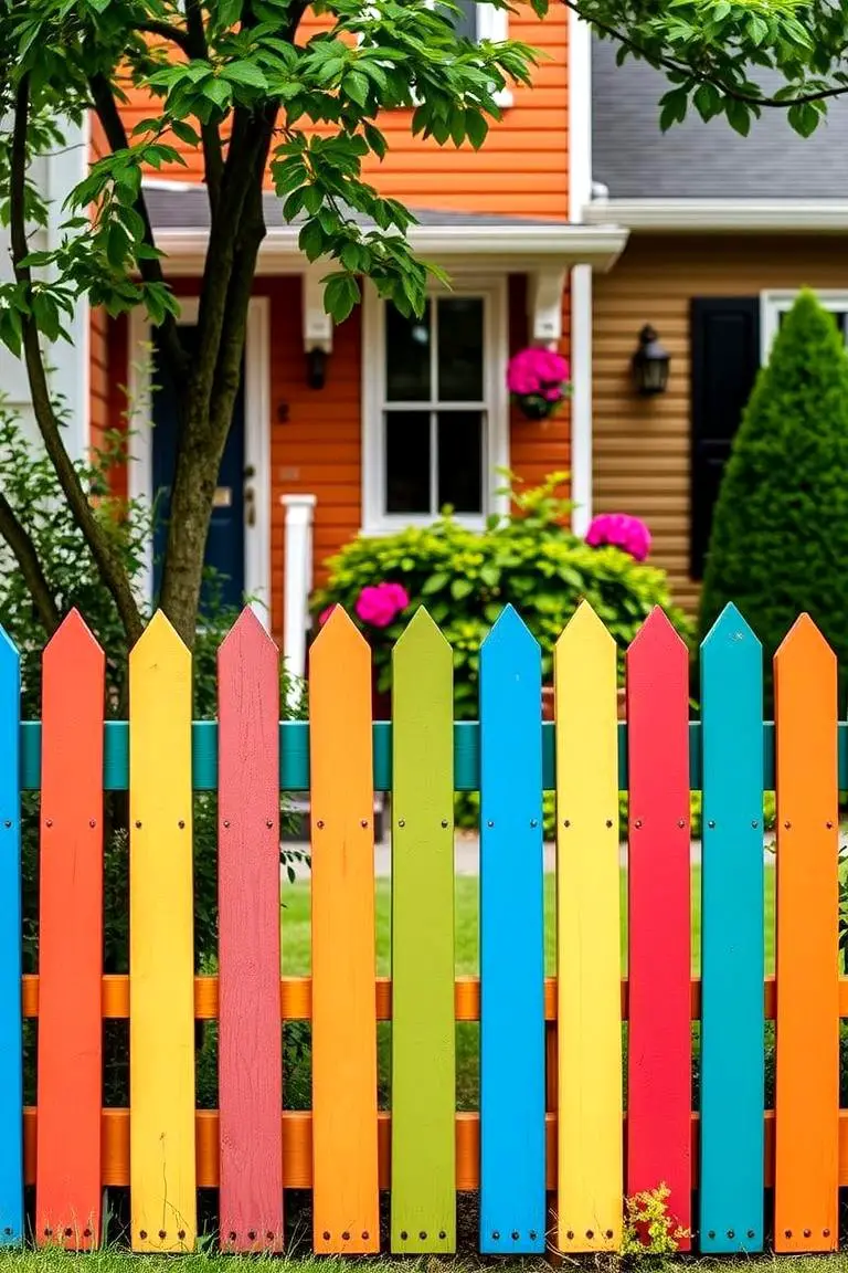 Vibrant Painted Wood Fence