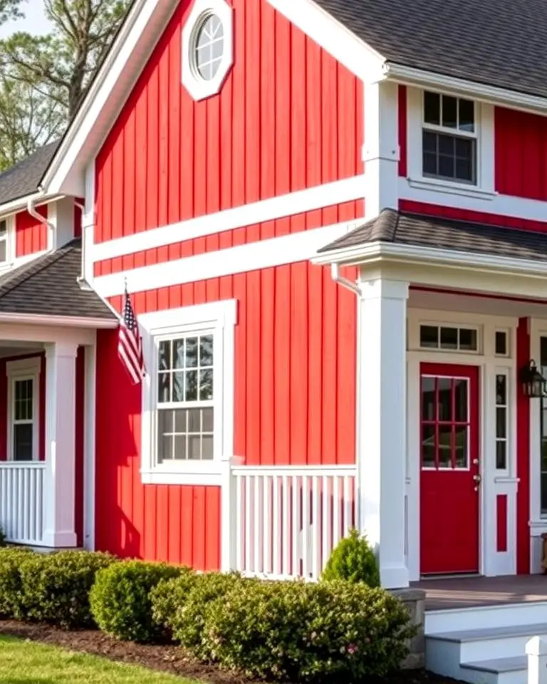 Vibrant Contrast with Red and White