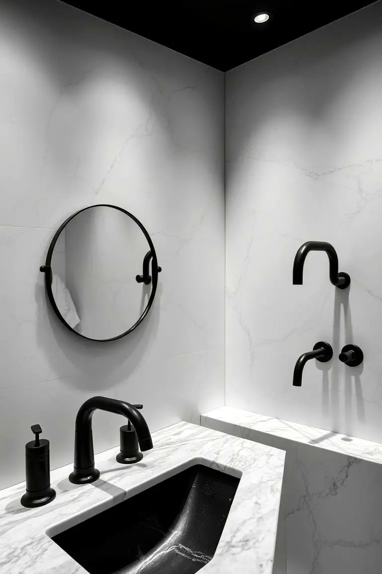 Contemporary Marble with Black Fixtures