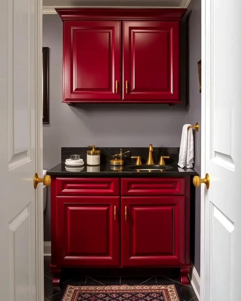 Dramatic Burgundy Cabinets