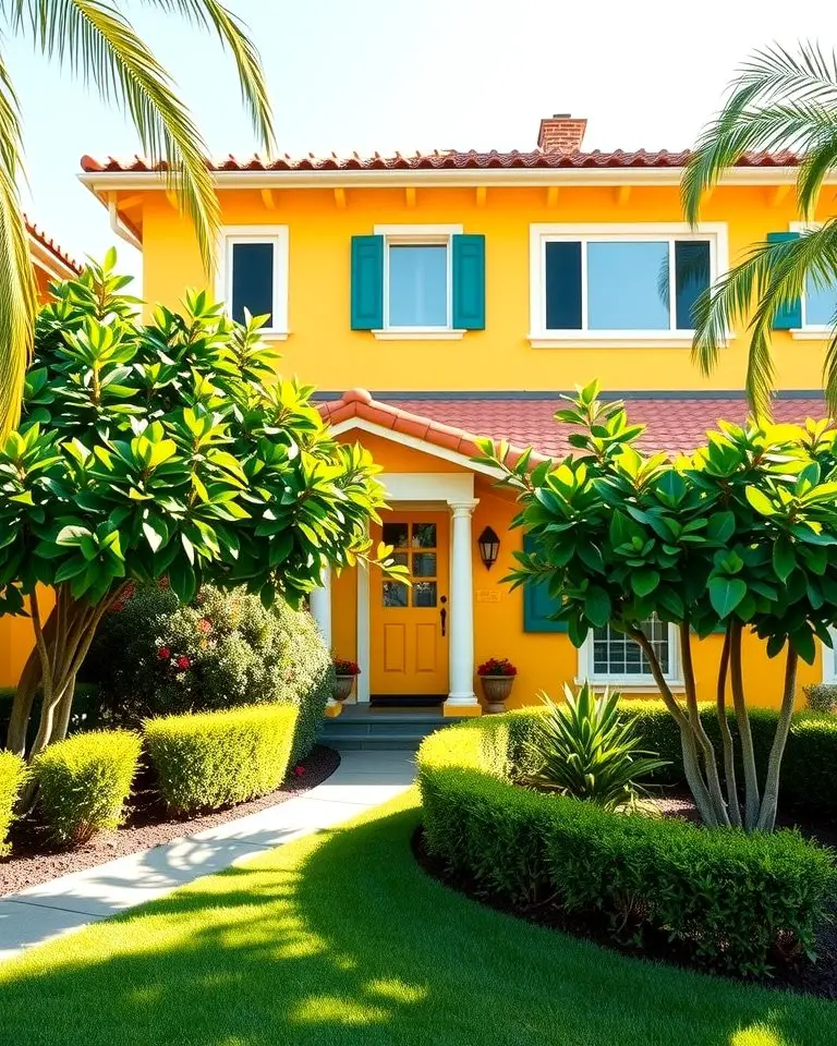 Bright Yellow with Green Landscaping