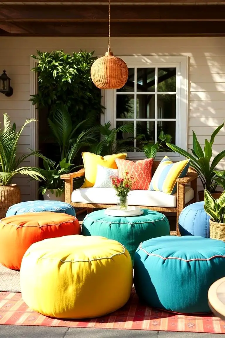 Colorful Patio Poufs