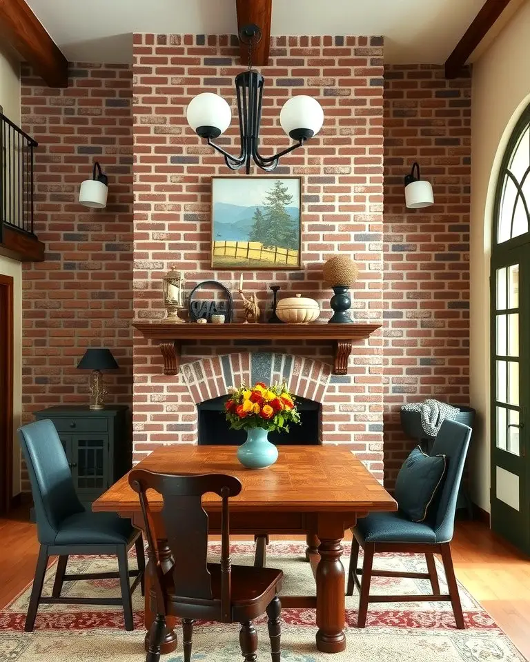 Traditional Brick Fireplace with Classic Appeal