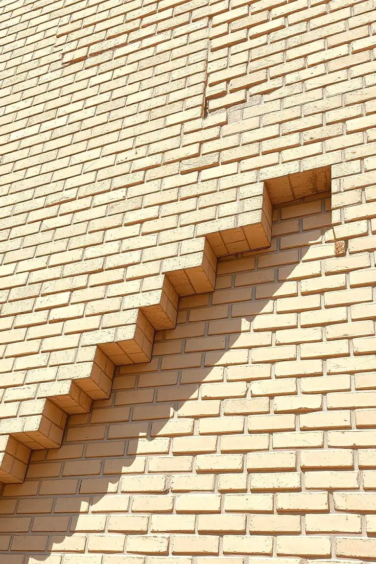 Geometric Patterns in Beige Brick Facade