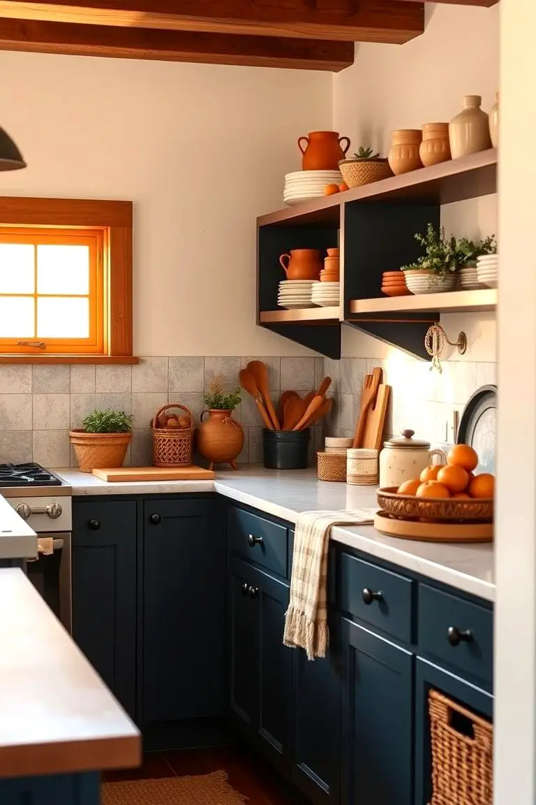Navy Blue and Terracotta Warmth