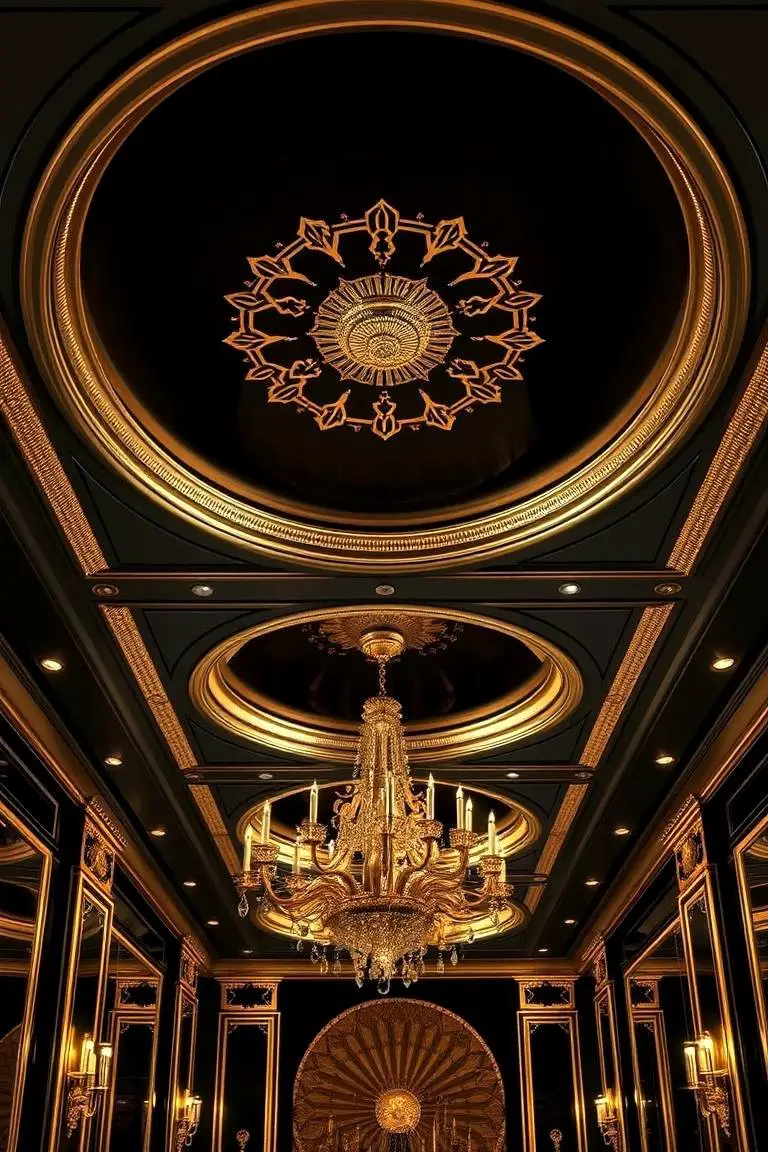 Dramatic Black and Gold Ceiling