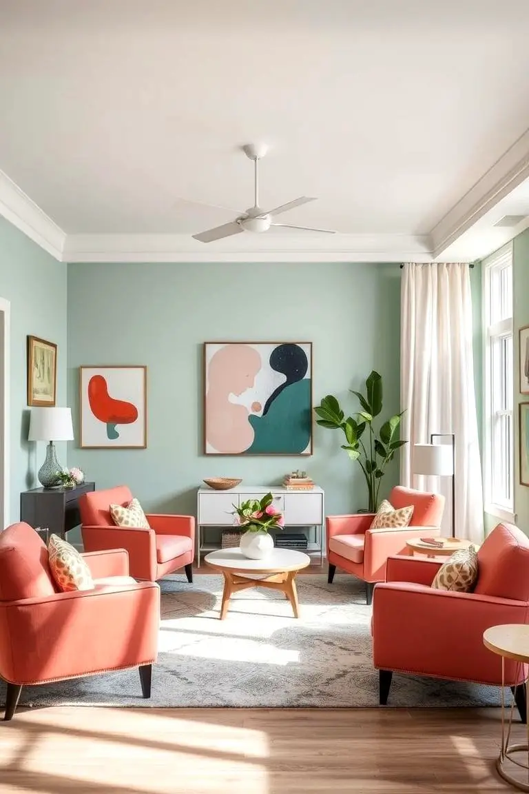 Coral and Soft Mint