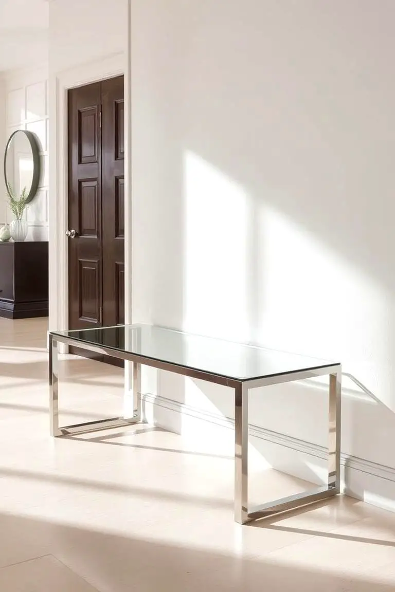 Sleek Glass and Metal Bench