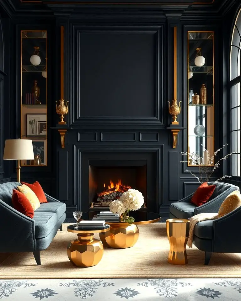 Black and Gold Fireplaces