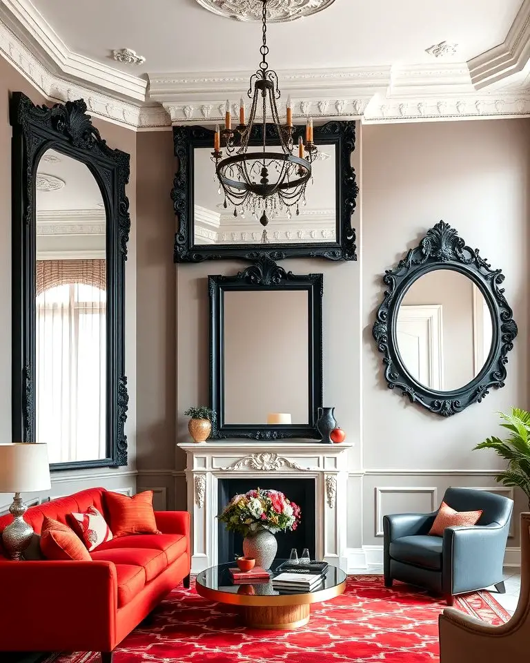 Black and Red Decorative Mirrors