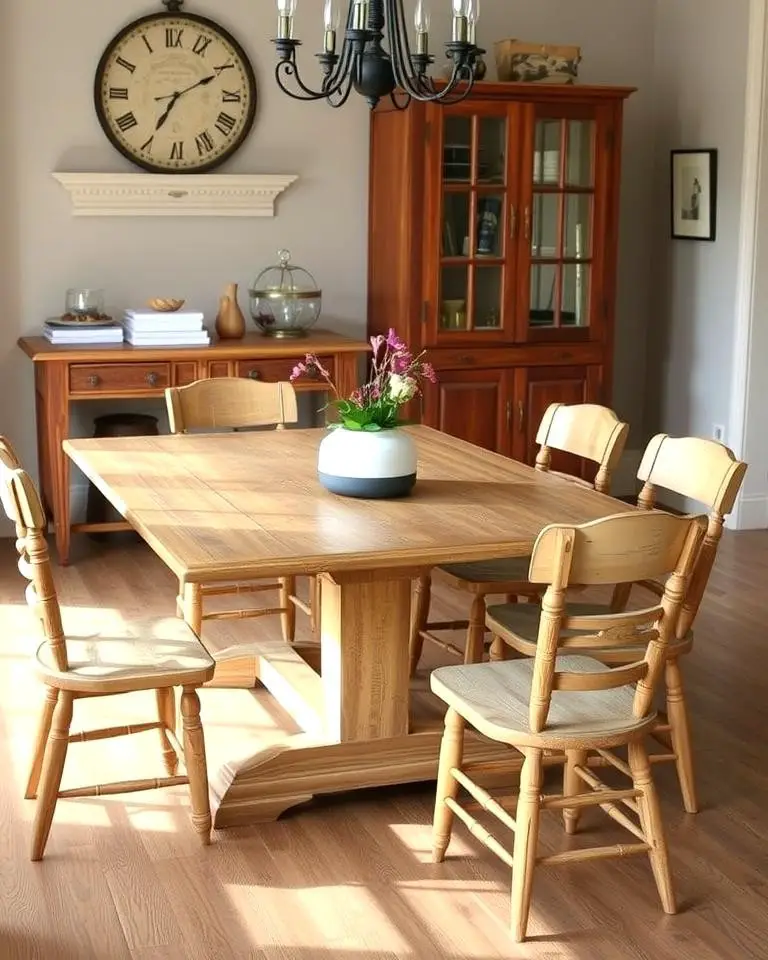 Rustic Wooden Dining Table as the Focal Point