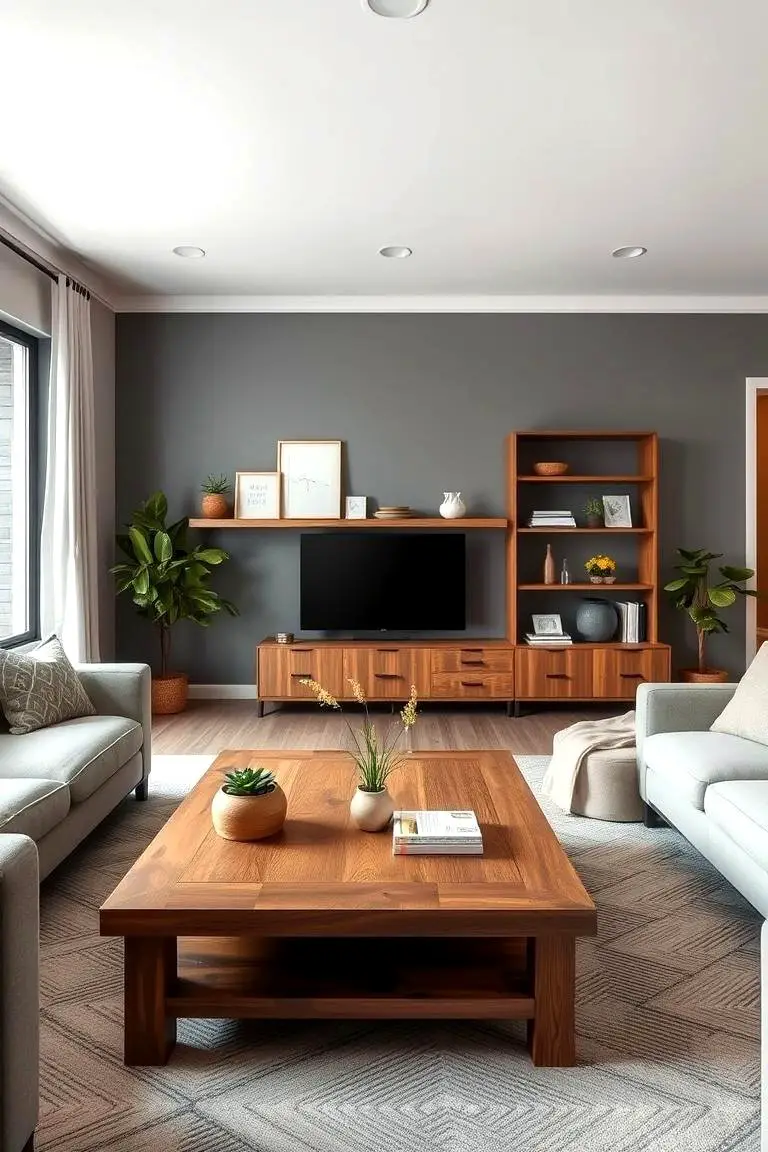 Gray with Warm Wood Elements