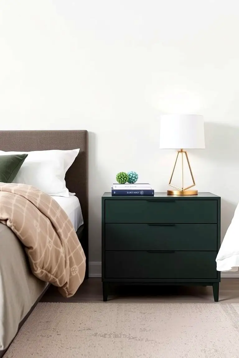 Minimalist Dark Green Nightstands