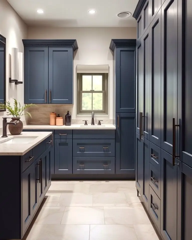 Sleek Slate Blue Cabinets