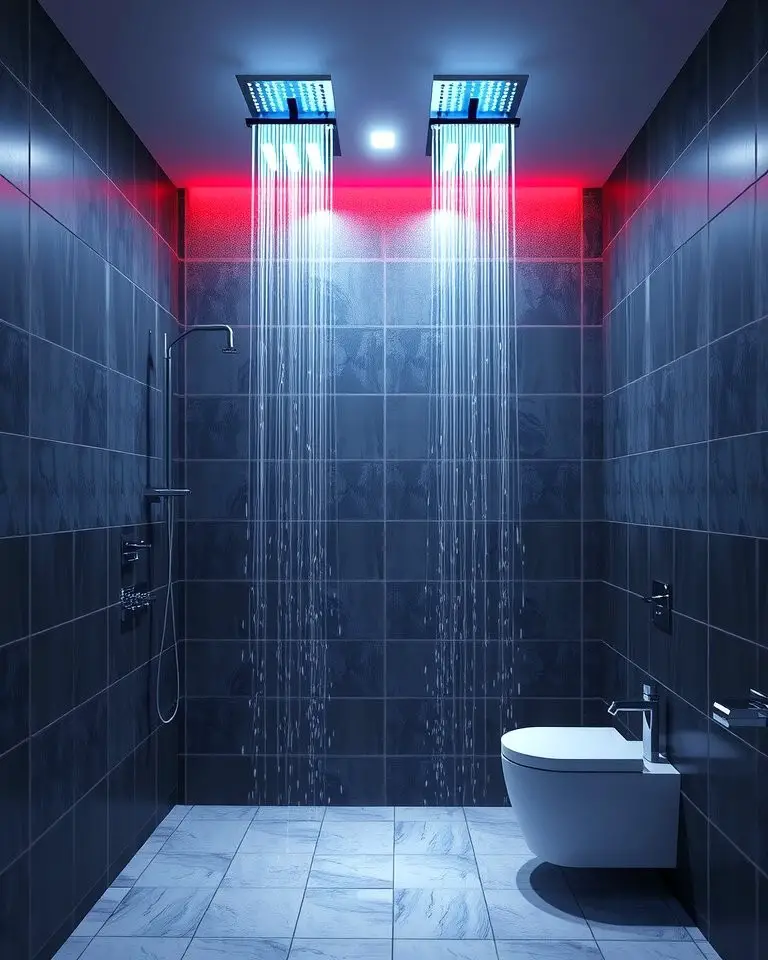 Double Shower with LED Lighting